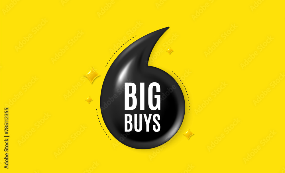 Obraz premium Offer 3d quotation banner. Big buys tag. Special offer price sign. Advertising discounts symbol. Big buys quote message. Quotation comma yellow banner. Vector