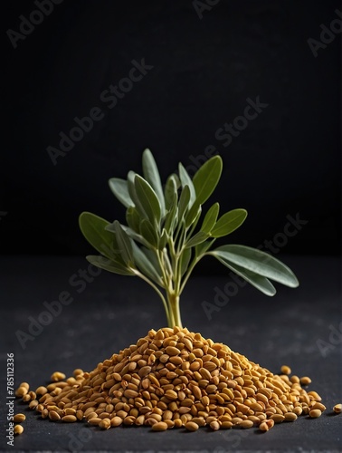 Fenugreek seeds on a black background.