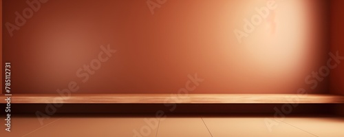 Brown background, gradient brown wall, abstract banner, studio room. Background for product display with copy space. Vector illustration