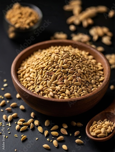 Fenugreek seeds on a black background.