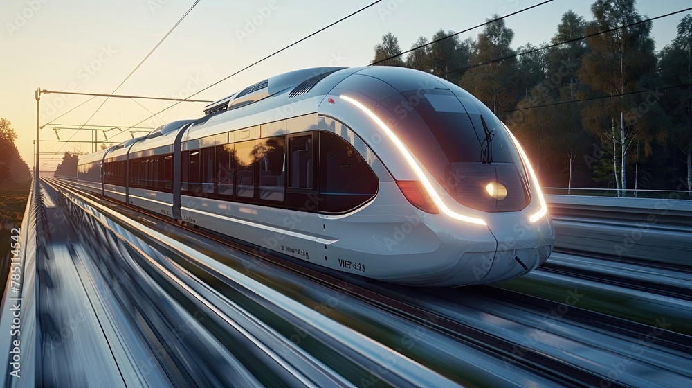 Naklejka premium Hydrogen fuel cell-powered trains for emission-free rail transport