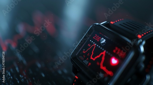 A smartwatch with a heart rate monitor. photo