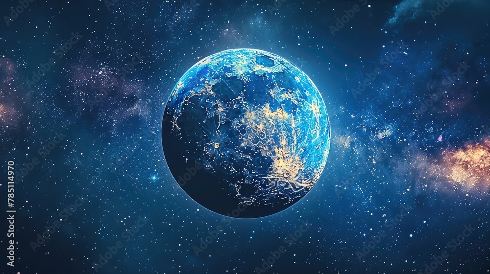 The moon and stars, cosmic themed with universal background. Generative AI. The moon and stars, cosmic themed with universal background. Generative AI.