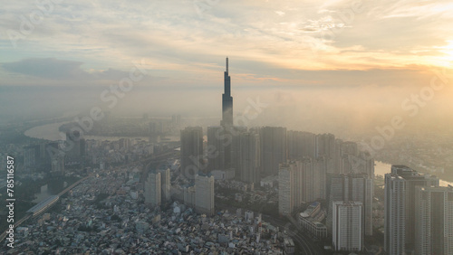 August 12, 2023: Panorama of Landmark residential area, where the 81-storey building is located, Binh Thanh District, Ho Chi Minh City