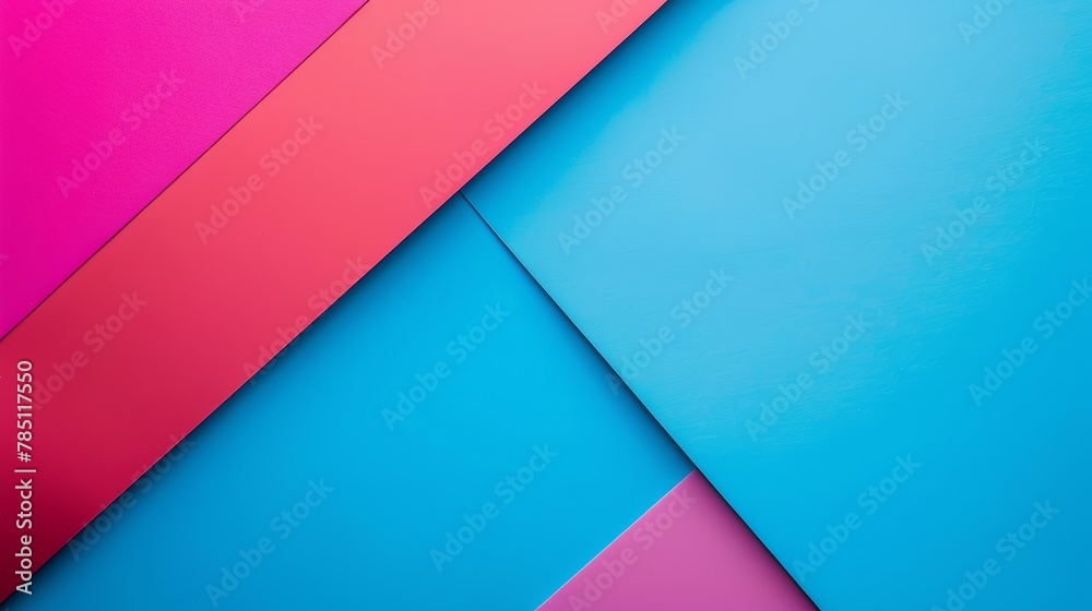 Geometric color block background with pink, red, and blue tones. Modern and minimal design concept