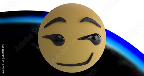 Digital image of changing face emojis against abstract black and blue design on white background