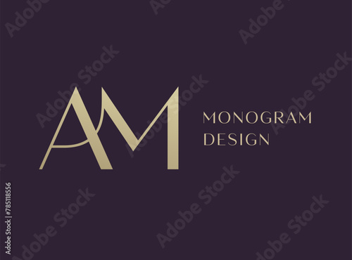 AM letter logo icon design. Classic style luxury initials monogram.