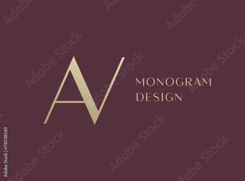 AV letter logo icon design. Classic style luxury initials monogram.