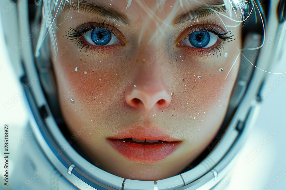 A portrait with sci-fi inspired retouching, transforming the subject into a futuristic character - obrazy, fototapety, plakaty 
