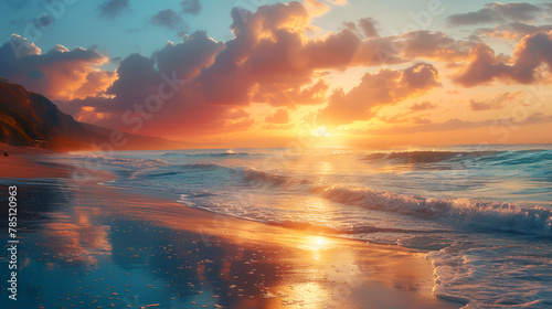 sunset over the sea wave © LANDSCAPE LOOKS
