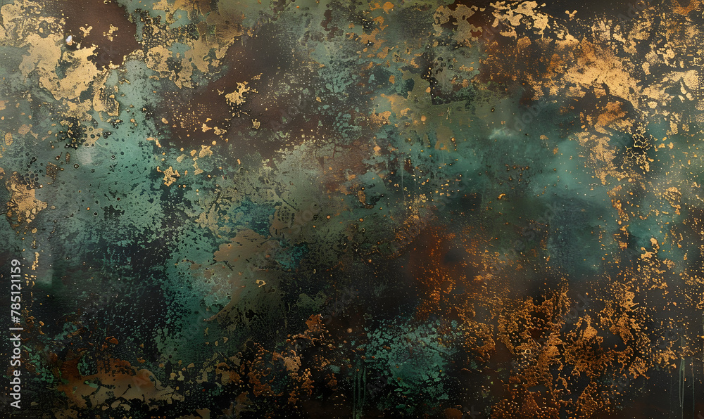 Abstract aged bronze and green and brown patina, Generative AI Abstract aged bronze and green and brown patina, Generative AI