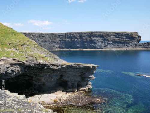 Cliffs and Atlantic ocean  rocks and laguna  beauty in nature. Summer vacation trip background