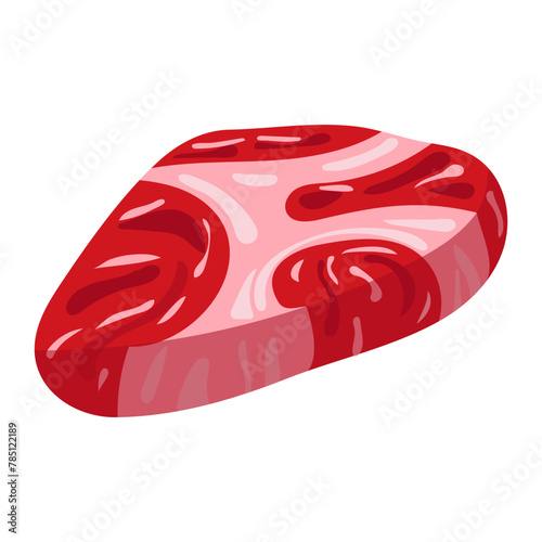 A raw piece of meat, a vector illustration, can be used for cooking manuals, butcher shop signs, or nutritional education materials. The ingredient for cooking. An isolated piece