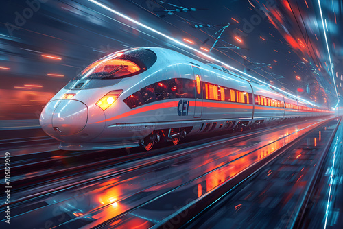 fast train in motion, Illustrations high speed trains