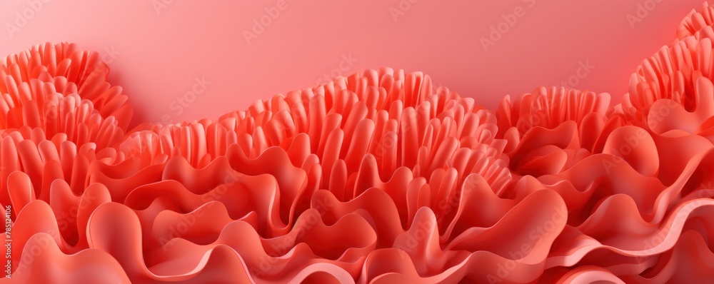 Coral background, gradient coral wall, abstract banner, studio room. Background for product display with copy space