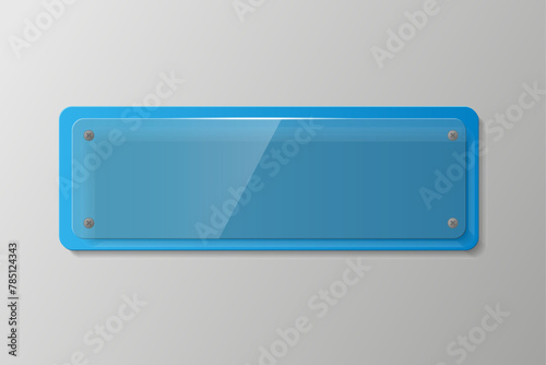 Glossy rectangular blue banner. Vector illustration