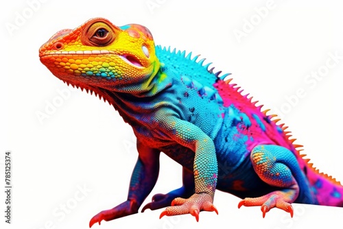 colorful chameleon portrait on a white background.  © Ox_art