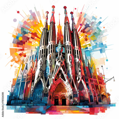 Sagrada Familia hand-drawn comic illustration. Sagrada Familia. Vector doodle style cartoon illustration