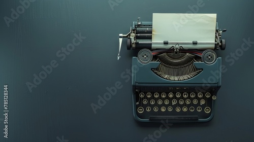 Typewriter with sheet of paper. Space for your text