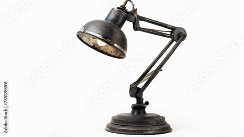 isolated on a white background, a vintage black desk lamp