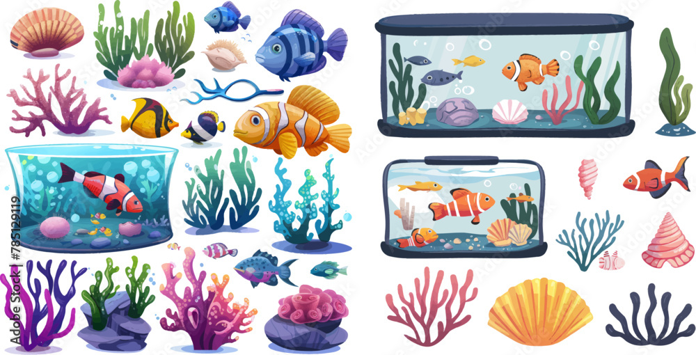 Illustration of aquarium animal water and decoration