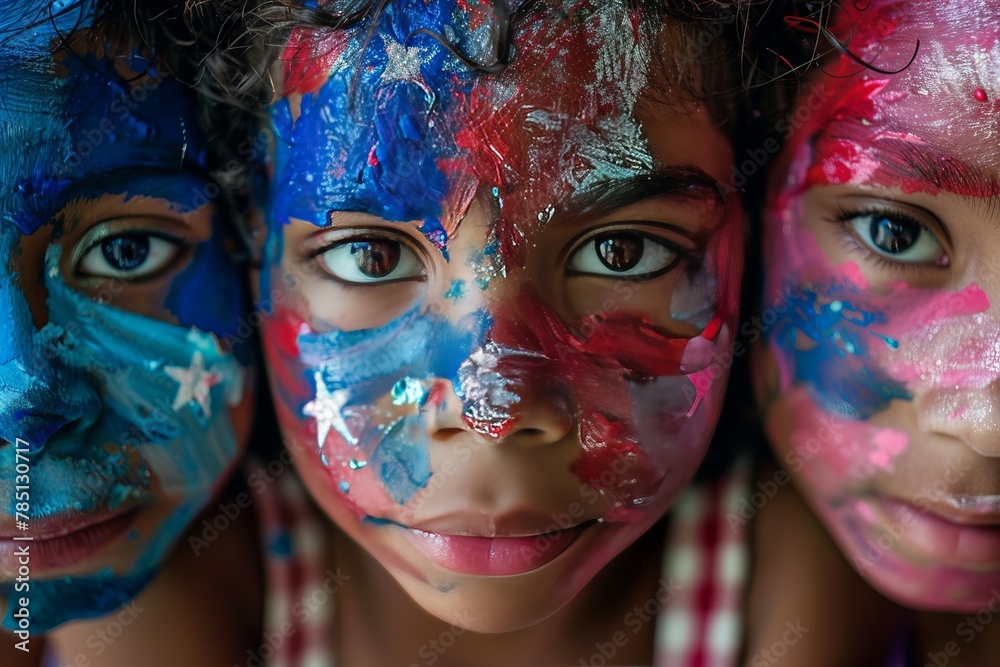 Obraz premium Group of Children With Face Paint
