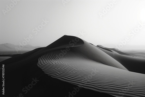 AI generated illustration of Monochrome image of a desert dune landscape