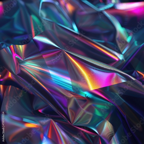 A vibrant and dynamic abstract image featuring fluid-like shapes with neon colors © dashtik