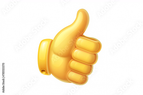 3D graphic of a yellow thumbs-up hand gesture