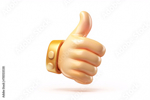 3D illustration of a hand with a gold bracelet giving a thumbs-up gesture