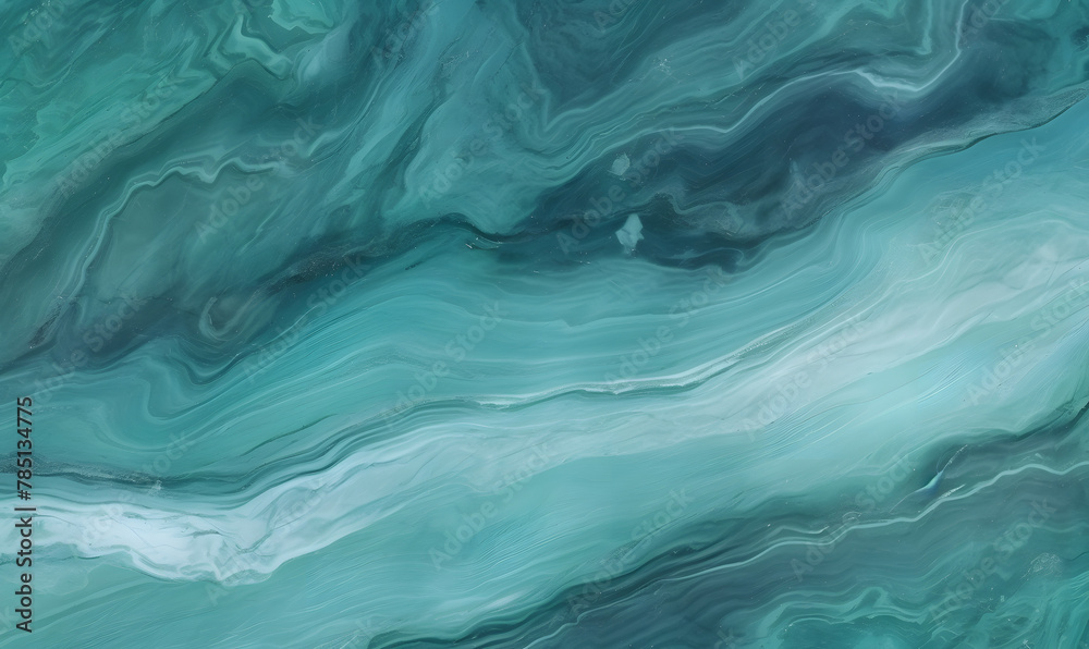 Mint Marble with Obsidian Horizontal Background, Generative AI