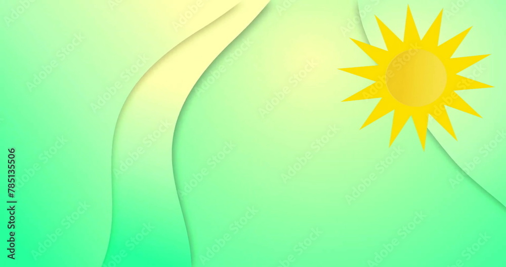 Fototapeta premium Image of yellow sun over green background