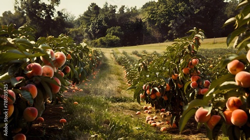 peaches in the farm field photo