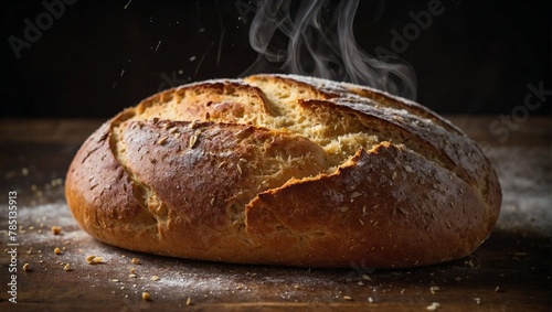 Freshly baked, steamy bread, studio styled picture