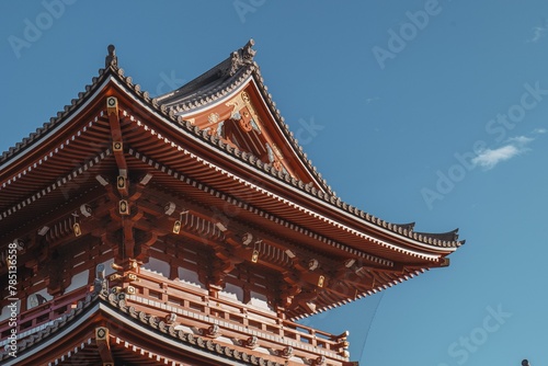 Closeup view of the Sensoji temple s roof details