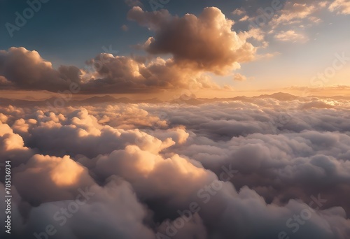 a view of the sky above the clouds at sunset from a plane