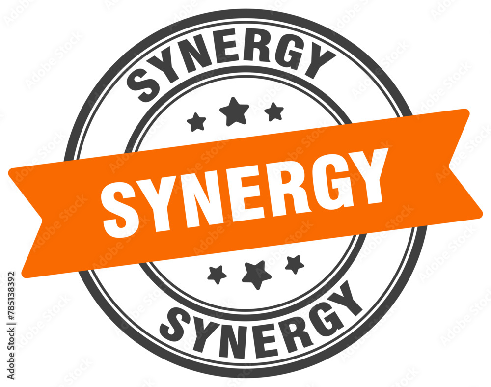 Fototapeta premium synergy stamp. synergy label on transparent background. round sign