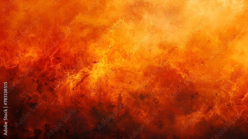 AI generated illustration of a flaming tree trunk with vibrant orange, red, and yellow hues