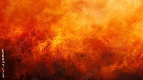 AI generated illustration of a flaming tree trunk with vibrant orange, red, and yellow hues