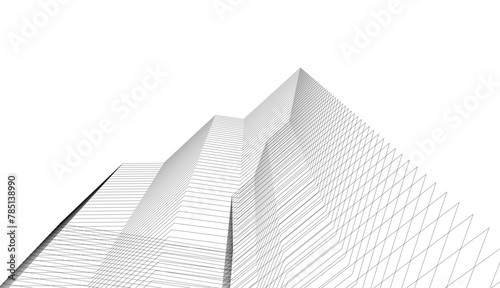 Architecture building 3d. Concept sketch.