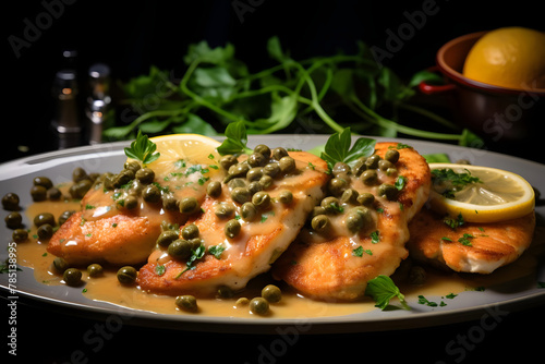 Chicken Piccata, Zesty and tender chicken cutlet in a lemony caper sauce
