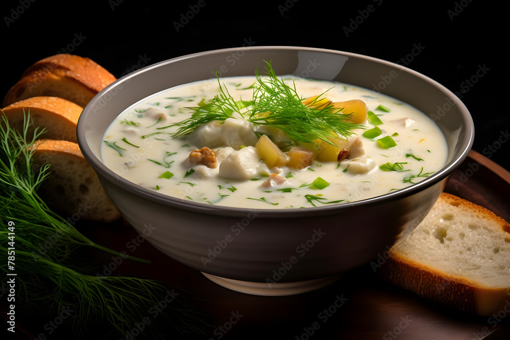 Clam Chowder, Creamy and comforting soup with tender clam and potato Clam Chowder, Creamy and comforting soup with tender clam and potato