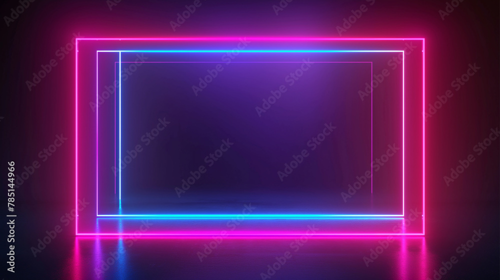 Neon colorful rectangular frame with shining effects Neon colorful rectangular frame with shining effects