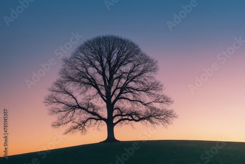 AI generated illustration of A solitary tree atop a hill