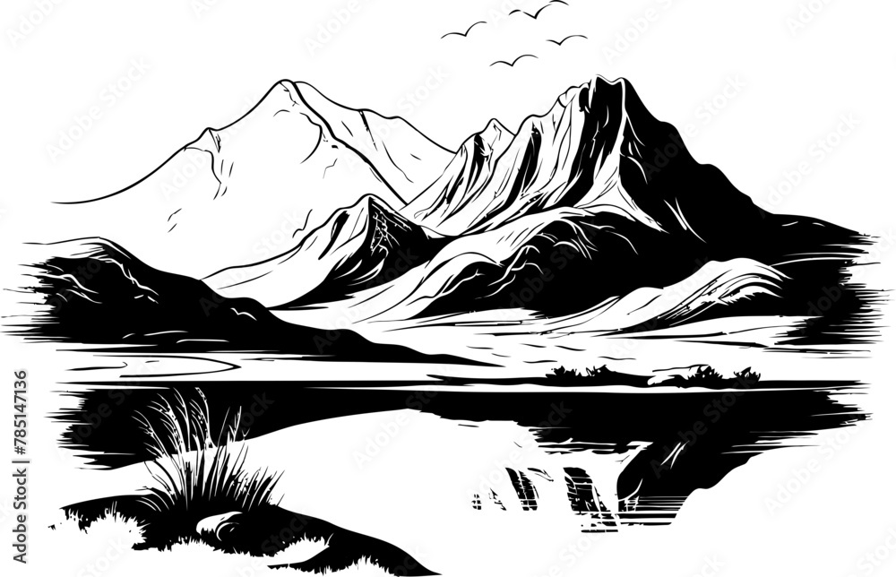 Mountain Majesty Sketch Landscape Icon Natures Sketch Seascape Sketch Logo Mountain Majesty Sketch Landscape Icon Natures Sketch Seascape Sketch Logo