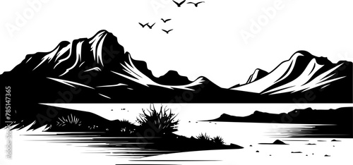 Εκτύπωση καμβά Wilderness Wonders Seascape Sketch Emblem Sketchscape Symphony Wild Nature Sketc