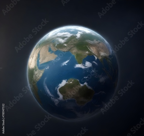 AI generated illustration of the Earth view with rising sun and moon in the background