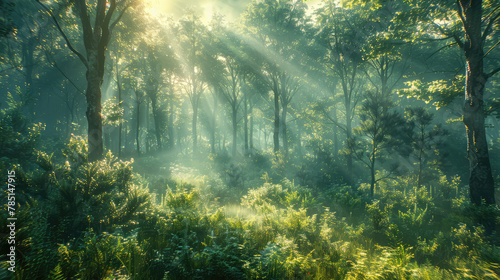 Sunlight in the forest. Created with Ai