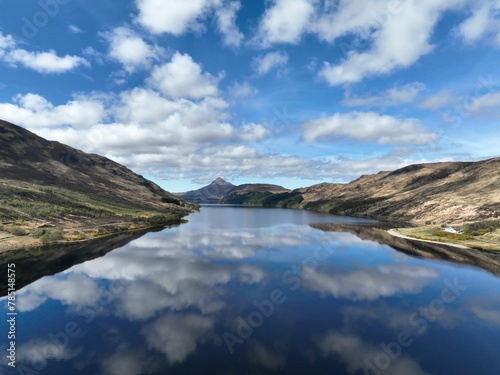 Beautiful landscape of the Long loch Scottish Highlands on a sunny morning