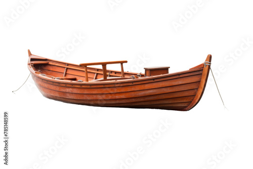 Majestic Wooden Boat Sailing on White Serenity. On White or PNG Transparent Background.